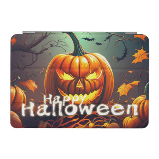 Scary Looking Orange Pumpkin with Face, Halloween iPad Mini Cover