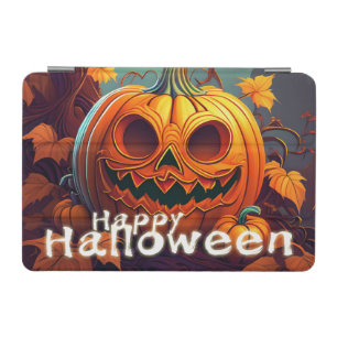 Scary Looking Orange Pumpkin with Face, Halloween iPad Mini Cover
