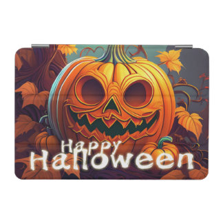 Scary Looking Orange Pumpkin with Face, Halloween iPad Mini Cover