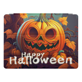 Scary Looking Orange Pumpkin with Face, Halloween iPad Pro Cover