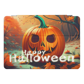 Scary Looking Orange Pumpkin with Face, Halloween iPad Pro Cover