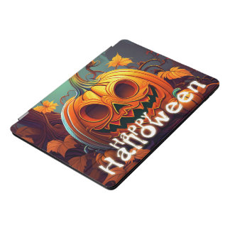 Scary Looking Orange Pumpkin with Face, Halloween iPad Pro Cover