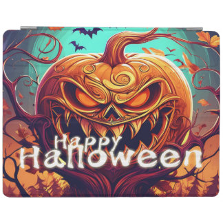 Scary Looking Orange Pumpkin with Face, Halloween iPad Smart Cover