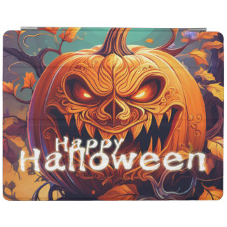 Scary Looking Orange Pumpkin with Face, Halloween iPad Smart Cover