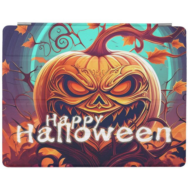 Scary Looking Orange Pumpkin with Face, Halloween  iPad Smart Cover (Horizontal)