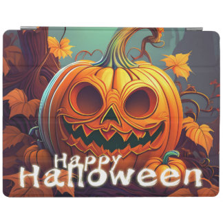 Scary Looking Orange Pumpkin with Face, Halloween iPad Smart Cover