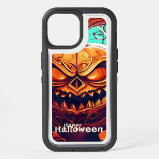 Scary Looking Orange Pumpkin with Face, Halloween iPhone 15 Case