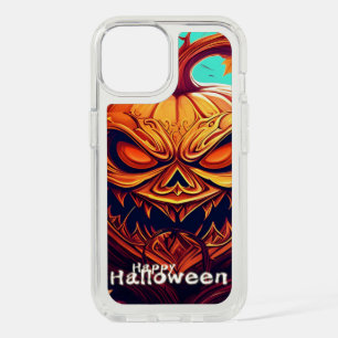 Scary Looking Orange Pumpkin with Face, Halloween  iPhone 15 Case