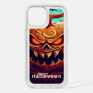 Scary Looking Orange Pumpkin with Face, Halloween iPhone 15 Case