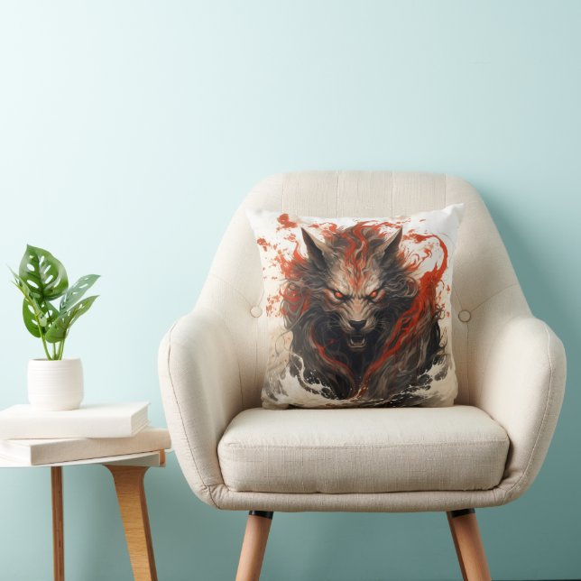 Scary Magical Beast Throw Pillow (Chair)