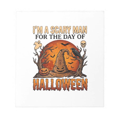 Scary Man Halloween Witch Hat Blood Moon Pumpkin_1 Notepad