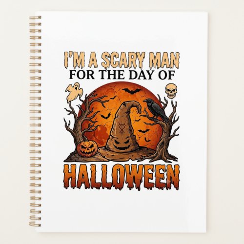 Scary Man Halloween Witch Hat Blood Moon Pumpkin_1 Planner