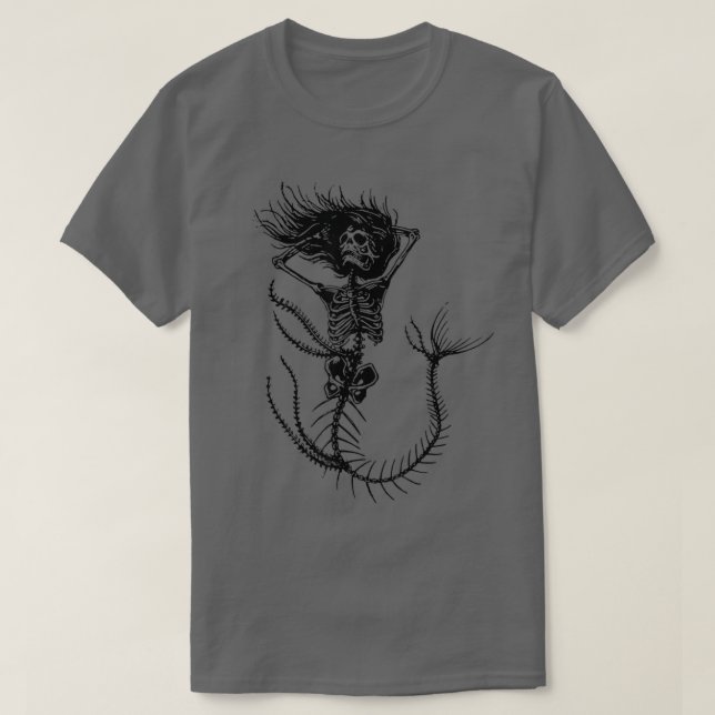 Scary Mermaid Skeleton Halloween Party Costume Cre T-Shirt (Design Front)