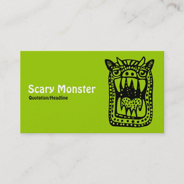 Scary Monster - Green Front, Gray Back Business Card (Front)