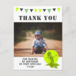 Scary Monster Green Kids Photo Birthday Thank you Postcard<br><div class="desc">Scary Slime Monster Green Kids Photo Birthday Thank you Postcard. The postcard has a scary green slime monster and colorful bunting flags. Personalize the postcard with your child`s photo and name. You can also change or leave the thank you note. Great for boys and girls who love slime and monsters....</div>