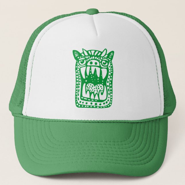 Scary Monster - Green Trucker Hat (Front)