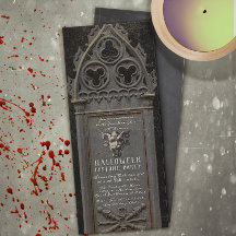 Scary Monster Halloween Party Cemetery Tombstone