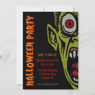 Scary Monster Halloween Party Invite