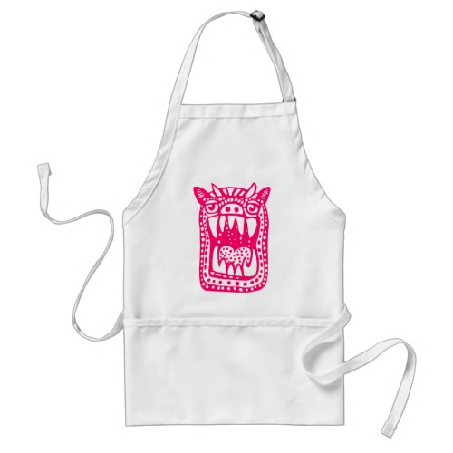 Scary Monster _ Neon Red Adult Apron