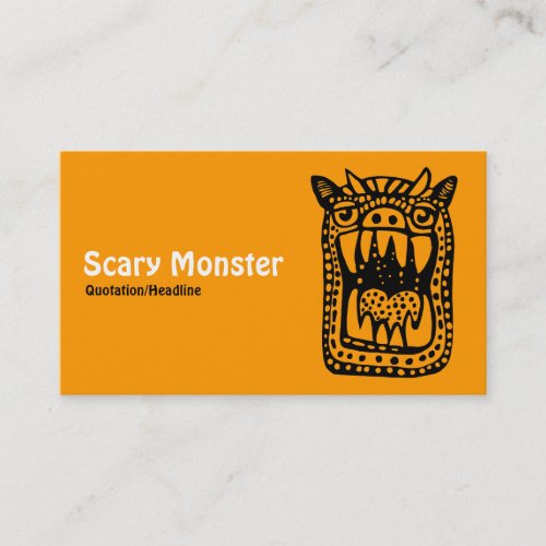 Scary Monster _ Orange Front Gray Back Business Card