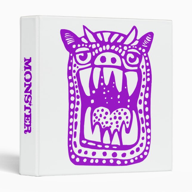 Scary Monster - Purple 3 Ring Binder (Front/Spine)