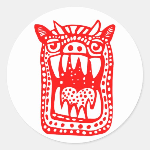 Scary Monster _ Red Classic Round Sticker