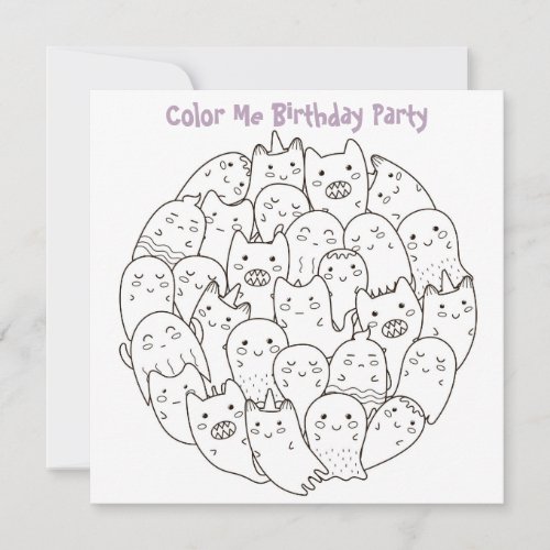 *~* Scary Monsters Customizable COLOR ME Birthday Invitation