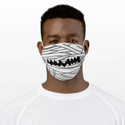 SCARY MUMMY HALLOWEEN ADULT CLOTH FACE MASK (Worn)