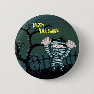 Scary Mummy Happy Halloween Button