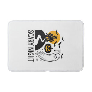 Scary Night Halloween Haunted House Ghost Design_1 Bath Mat