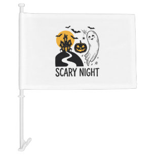 Scary Night Halloween Haunted House Ghost Design_1 Car Flag