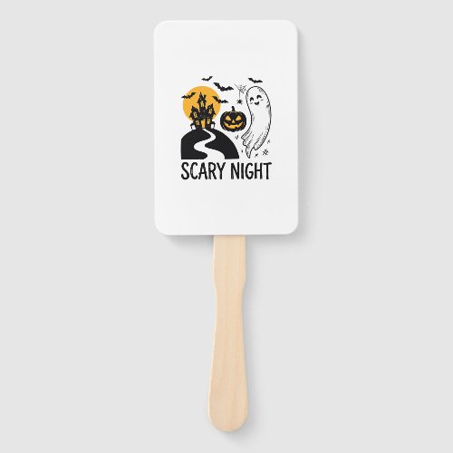 Scary Night Halloween Haunted House Ghost Design_1 Hand Fan