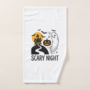 Scary Night Halloween Haunted House Ghost Design_1 Hand Towel