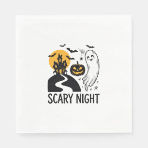Scary Night Halloween Haunted House Ghost Design_1 Napkins