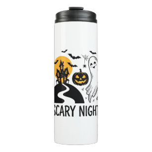 Scary Night Halloween Haunted House Ghost Design_1 Thermal Tumbler