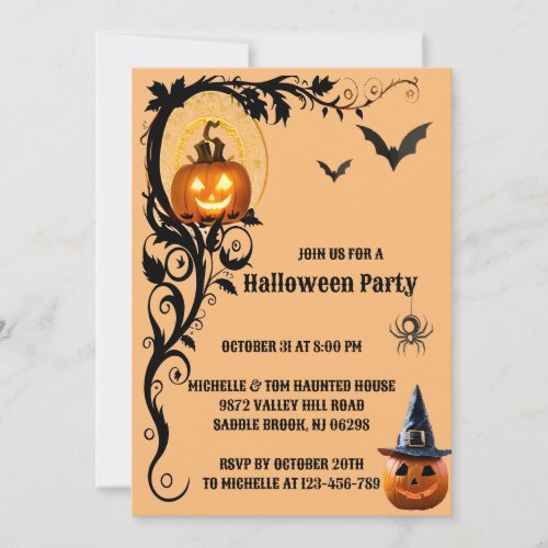 scary night halloween party invitation