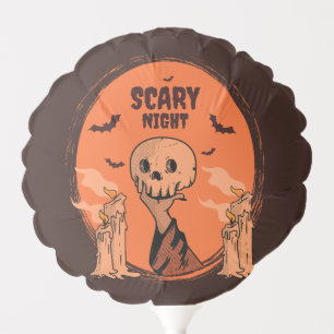 Scary Night Halloween Skull & Bat Design Balloon