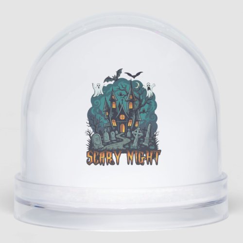 Scary Night Haunted House Ghosts Cemetery Snow Globe