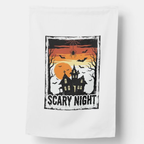 Scary Night Haunted House Vintage Halloween Shirt_ Flag