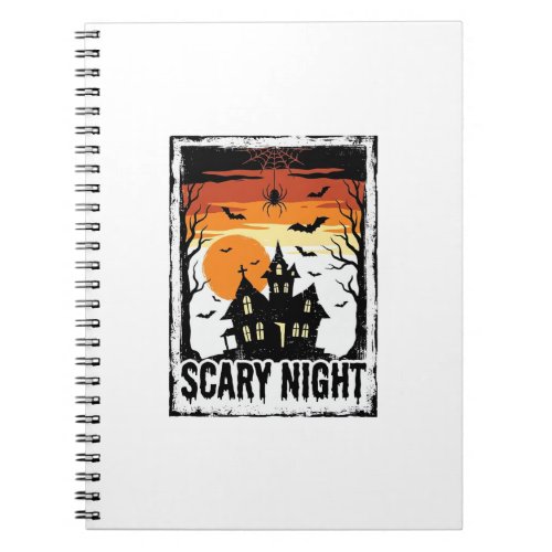 Scary Night Haunted House Vintage Halloween Shirt_ Notebook