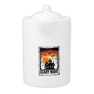 Scary Night Haunted House Vintage Halloween Shirt_ Teapot