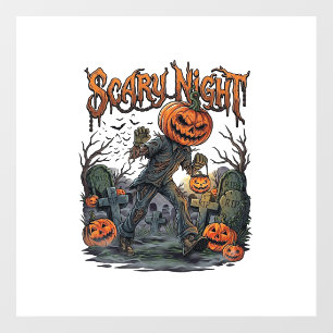 Scary Night Pumpkin Head Monster Lantern Graveyard Floor Decals