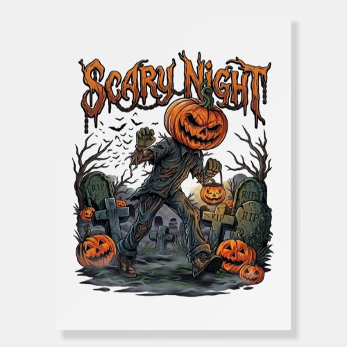 Scary Night Pumpkin Head Monster Lantern Graveyard Foam Board