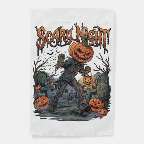 Scary Night Pumpkin Head Monster Lantern Graveyard Garden Flag