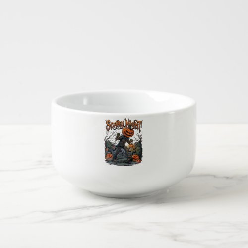 Scary Night Pumpkin Head Monster Lantern Graveyard Soup Mug