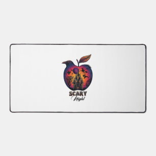 Scary Night Raven Apple Spooky Haunted Castle Hall Desk Mat