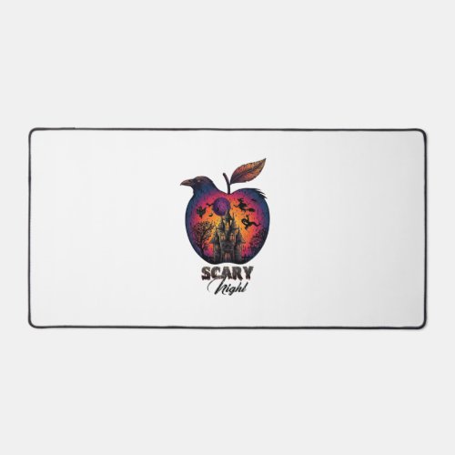 Scary Night Raven Apple Spooky Haunted Castle Hall Desk Mat