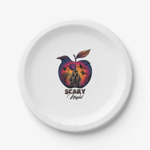 Scary Night Raven Apple Spooky Haunted Castle Hall Paper Plates