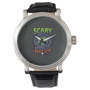 Scary Night Witches Bat Cave Neon Vortex Skeletons Watch