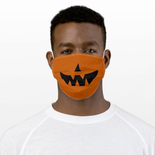 Scary Orange and Black Pumpkin Halloween Adult Cloth Face Mask